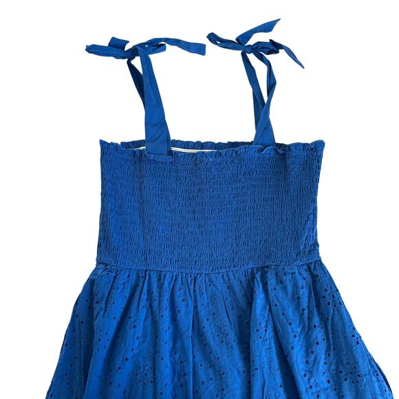 Blue Rain x Francesca’s Loretta Cobalt Blue Tie Strap Eyelet Mini Dress Large - Picture 9 of 9